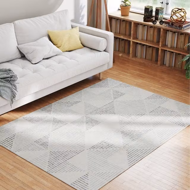 HOMCOM Non-Slip Washable Large Rectangular Floral Vintage Rug in Grey, L 170 x W 120 x H 0.7 cm