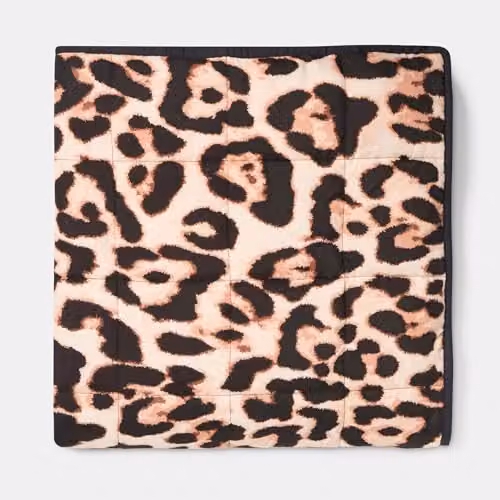 OHS Leopard Weighted Blanket for Adults, 8kg, Brown, W/D/H: 150 x 200 cm – 6
