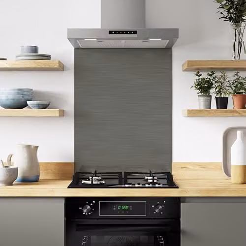 Bushboard Brushed Titanium Dual Sided Aluminium Kitchen Hob Splashback Panel, W: 60 cm, H: 80 cm