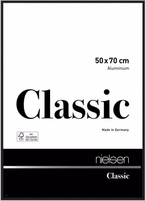 Nielsen Design Classic Single Picture Frame in Black with Glass and Metal Front, W: 50 cm, H: 70 cm