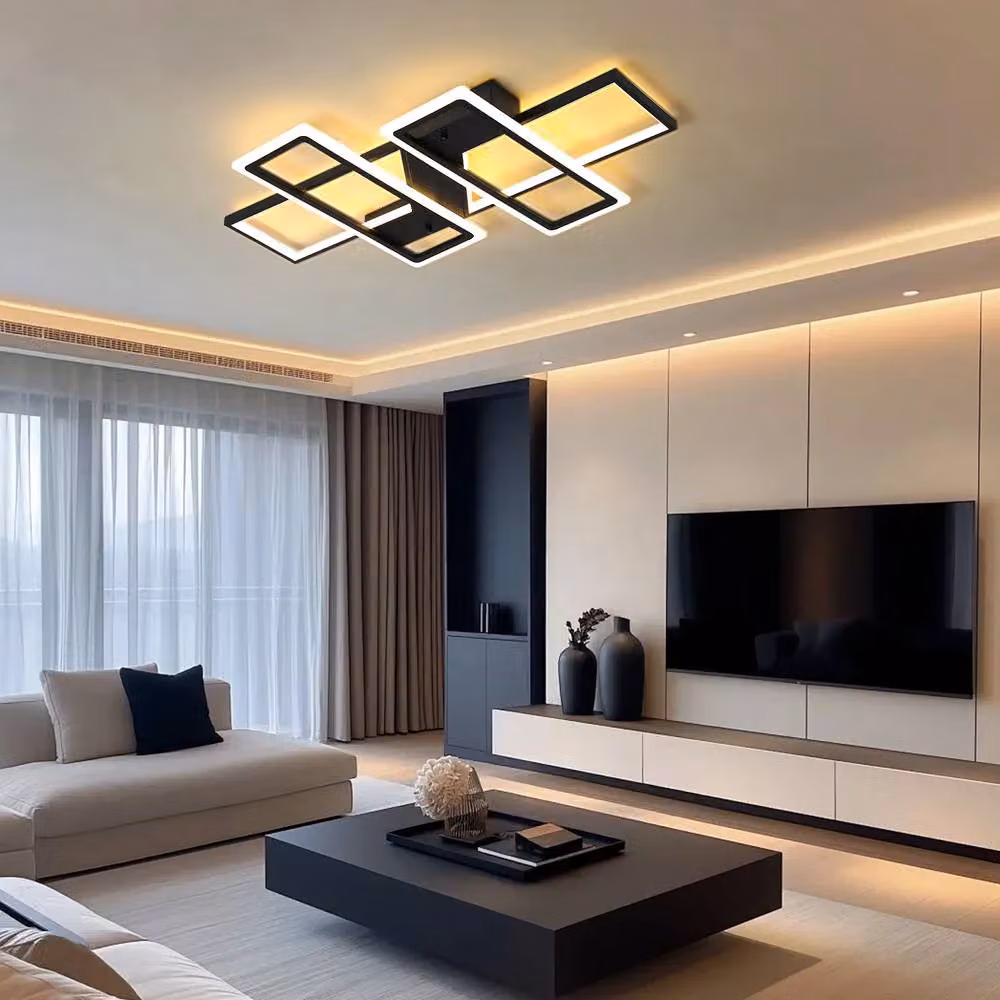 NIVOR Black Acrylic and Aluminium 95W LED Ceiling Light with Remote Control and Dimming Function – 3