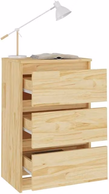 Berkfield Home Elegant Bedside Cabinet in Brown Solid Pine Wood, W/D/H: 40 x 29.5 x 64 cm