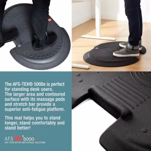 Floortex AFS-TEX 5000X Active Anti-Fatigue Mat, Black, W: 66 cm – 8