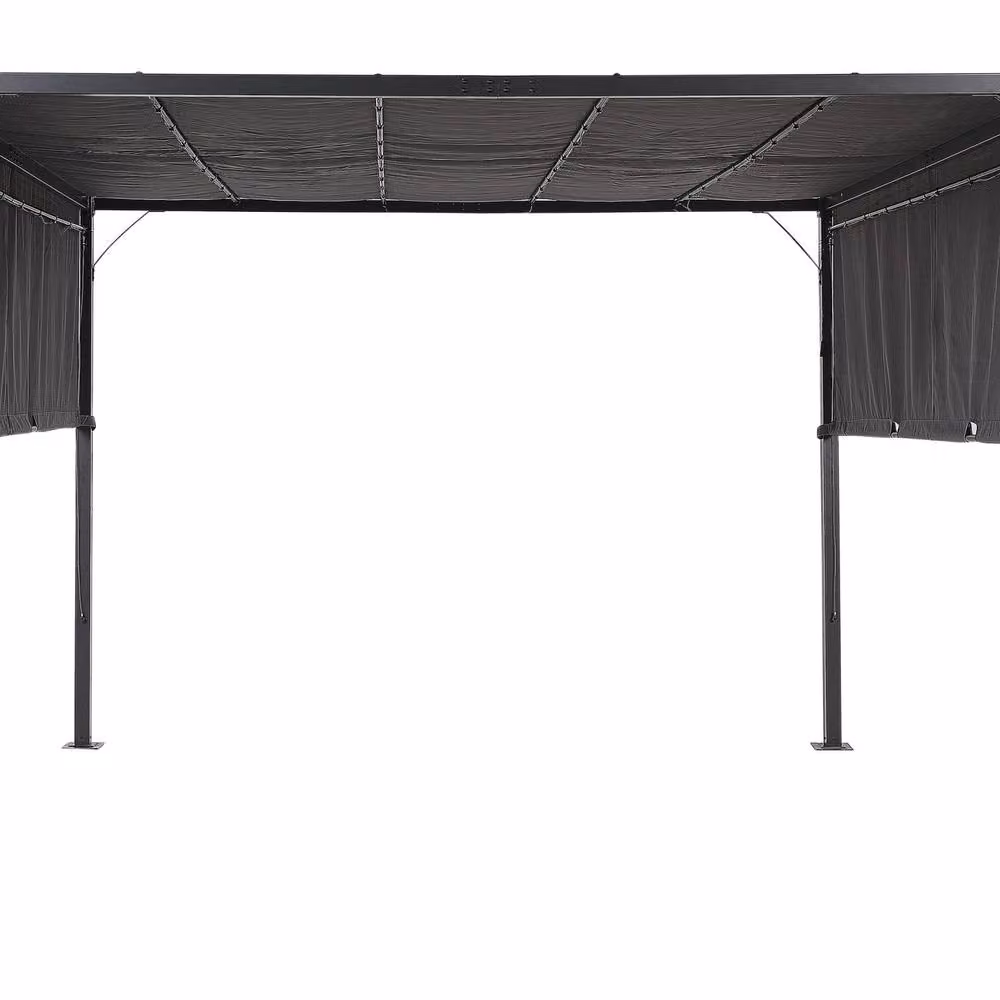 Wyld and Coco Grey Powder Coated Steel Pergola with Sliding Canopy and Solar LED Lights W/D/H: 310 x 310 x 215 cm – 2