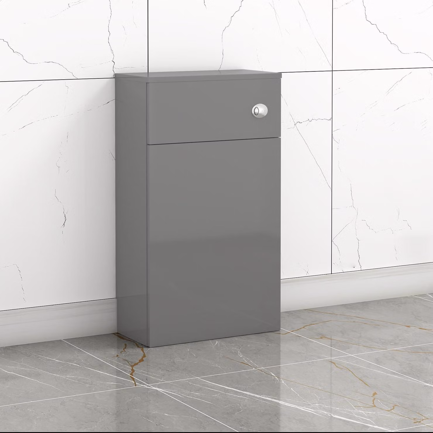 Royal Bathrooms Turin Back to Wall Toilet Unit in Indigo Grey Gloss, Width: 50 cm