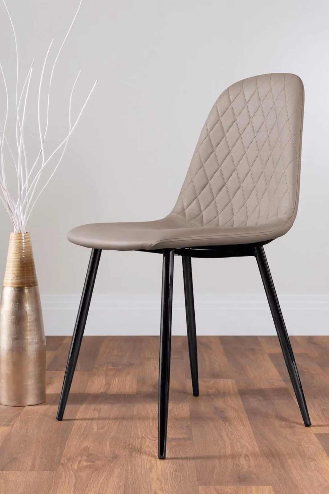 FurnitureboxUK Carson White Marble Effect Dining Table and 4 Corona Black Leg Chairs in Beige – 3