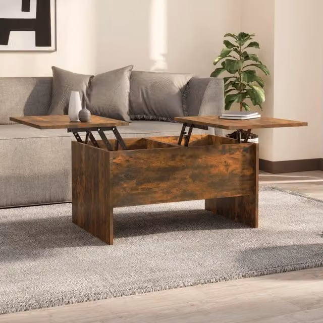 Berkfield Home Smoked Oak Coffee Table in Brown, W: 80 cm, D: 50 cm, H: 42.5 cm