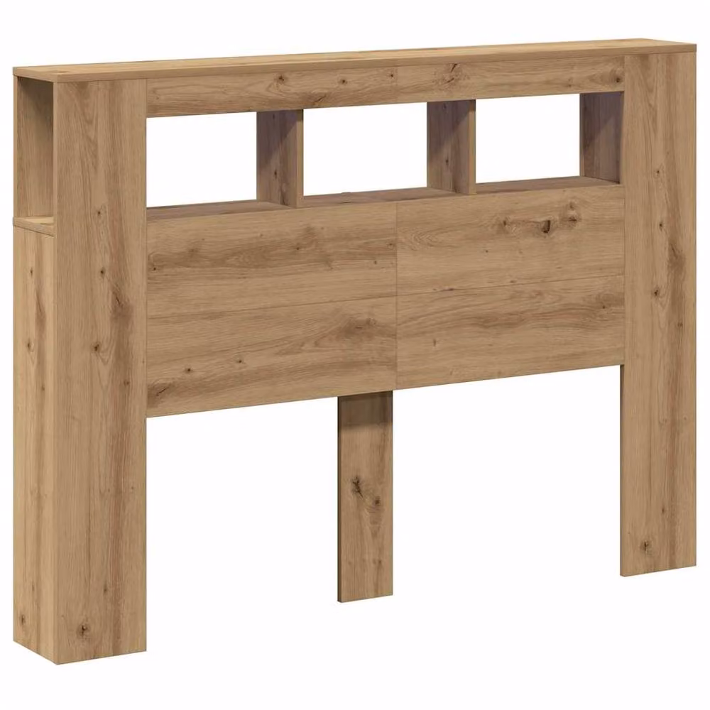 Berkfield Home Artisan Oak LED Headboard in Brown with Integrated Lighting, Shelf and USB Charging Port, W: 140 cm, D: 18.5 cm, H: 103.5 cm – 3