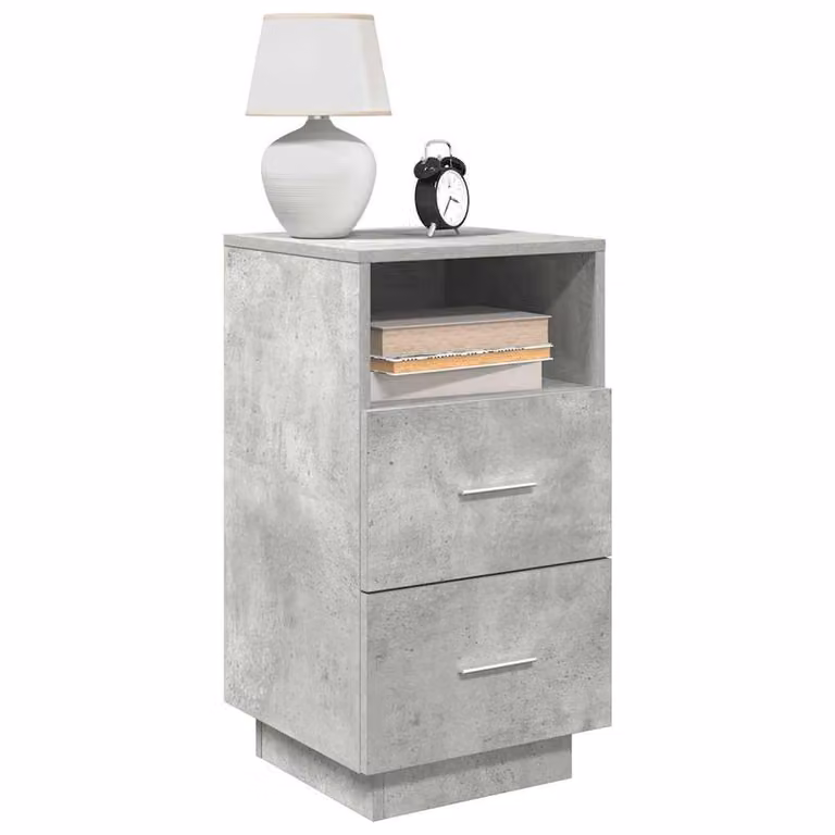 Berkfield Home Set of 2 Durable Bedside Cabinets with 2 Drawers, Concrete Grey, W/D/H: 36 x 36 x 68 cm