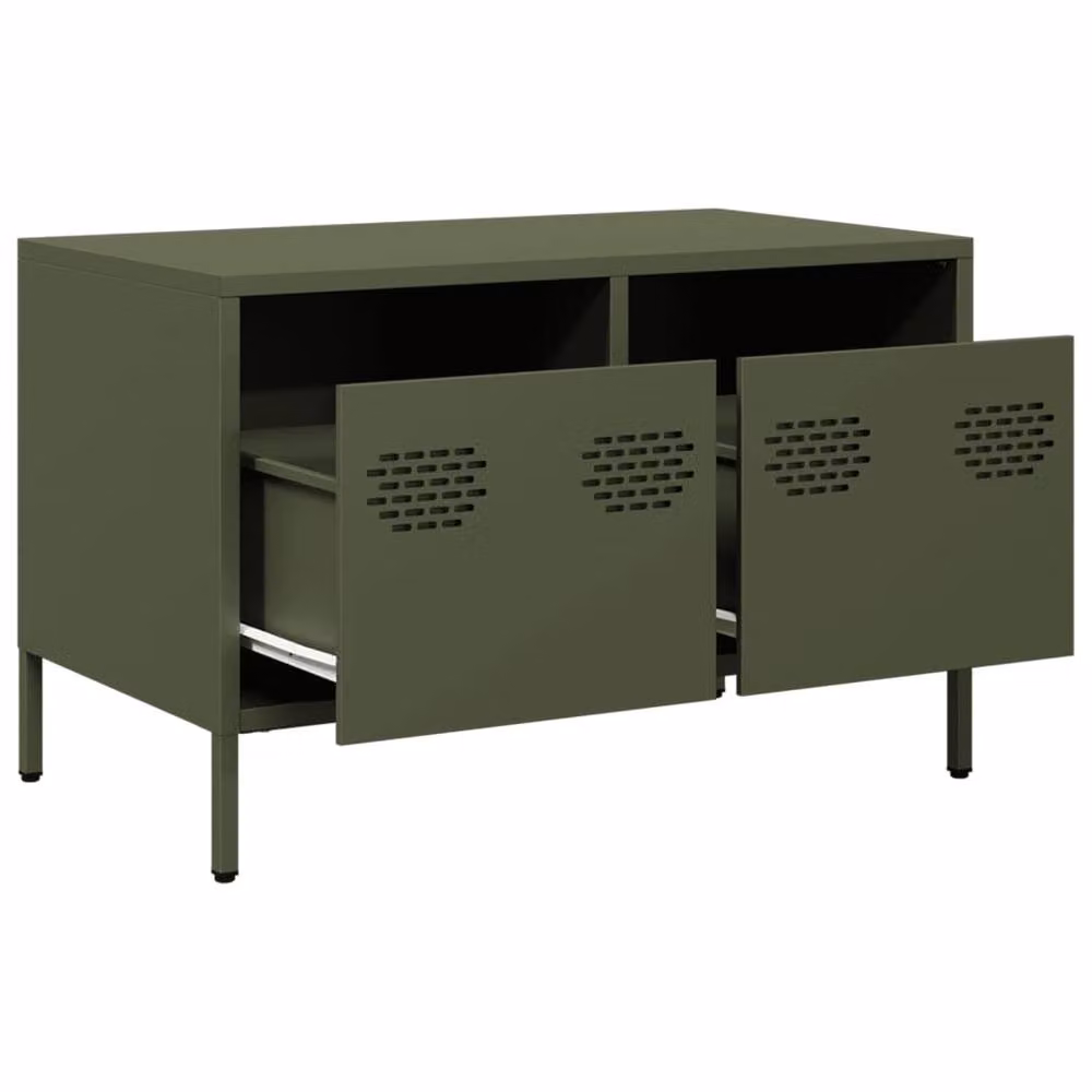 Berkfield Home Industrial TV Cabinet in Olive Green, W/D/H: 68 x 39 x 43.5 cm – 4