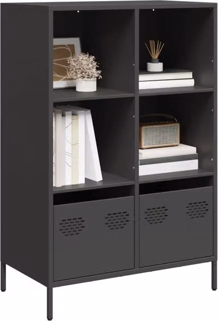 Berkfield Home Black Steel Highboard, W/D/H: 68 x 39 x 103.5 cm