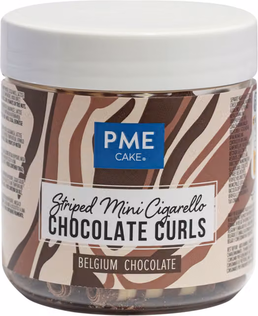 PME Striped Mini Cigarello Chocolate Curls, Brown