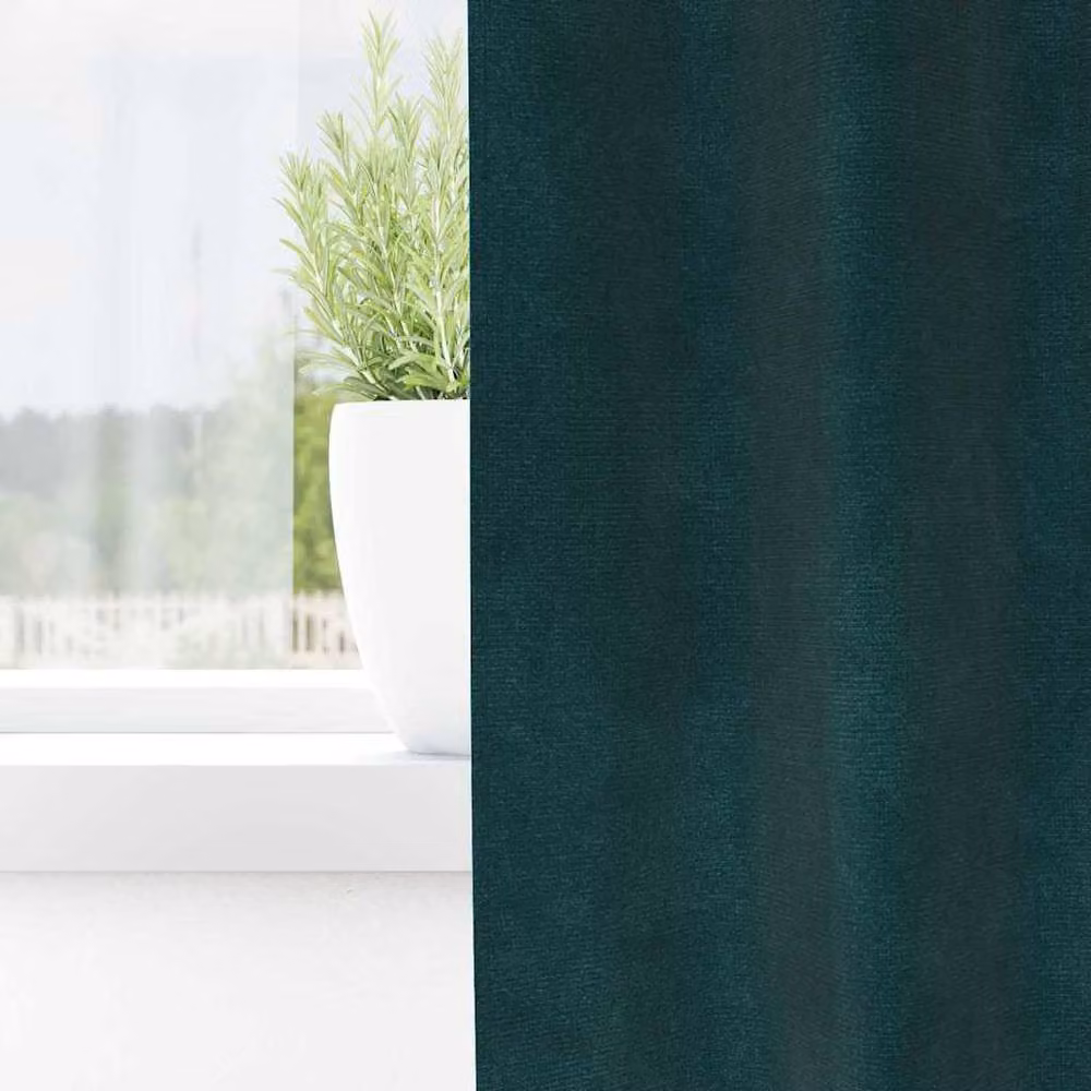 Berkfield Home Blackout Velvet Curtains in Petrol Green, 2 Pack, W: 140 cm, H: 225 cm – 3