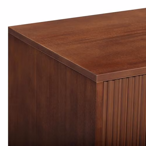 Teamson Home Tremolo Wooden Sideboard with 3 Drawers and 2 Push-Open Doors, Acacia Veneer Finish, Walnut Brown, W: 140 cm, H: 81.28 cm, D: 45.72 cm – 4