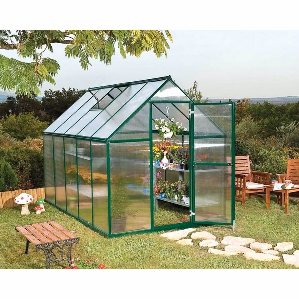 Palram Mythos Polycarbonate Greenhouse, Green, L306 x W185 x H208 cm – 2