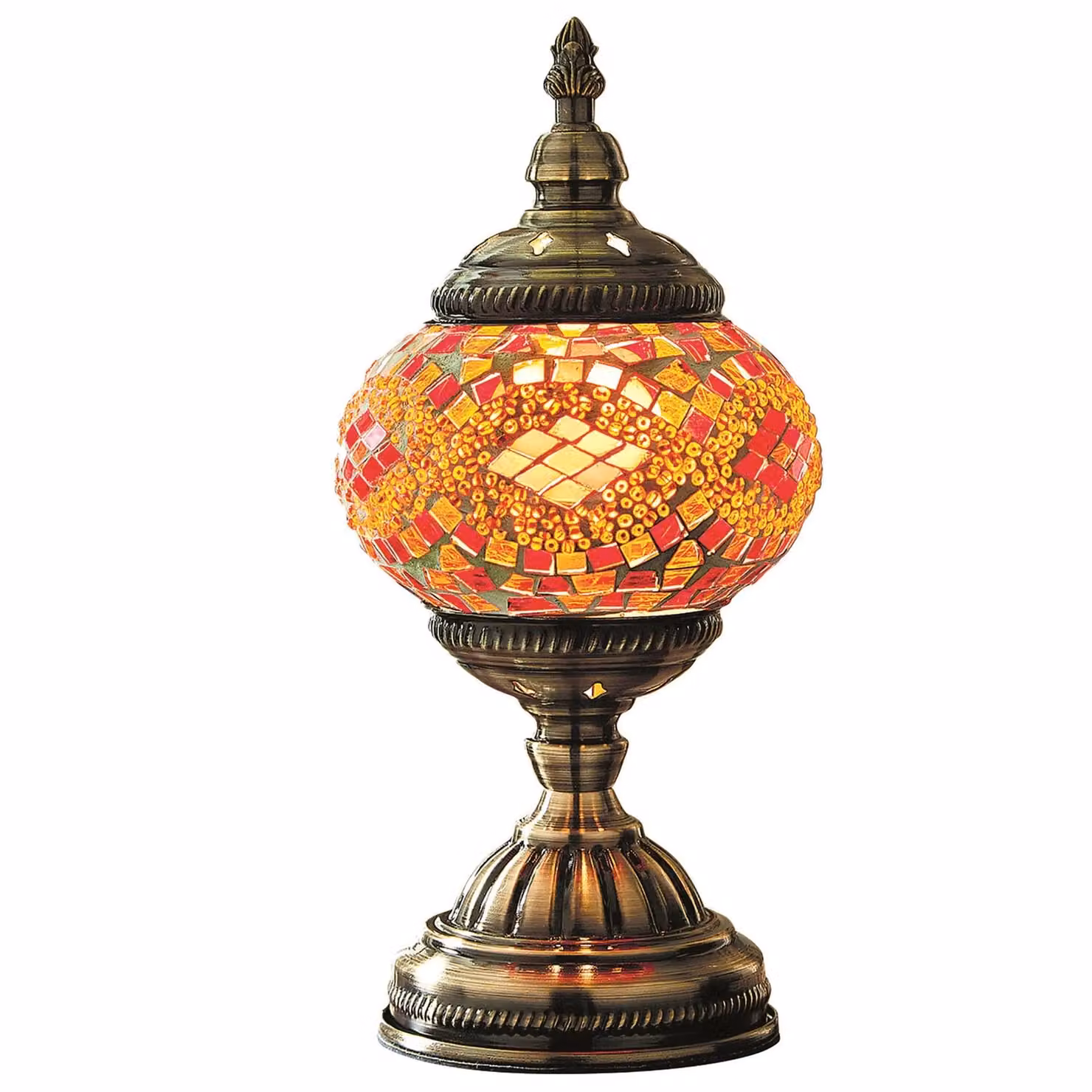 mysmartbuy Marrakech Moroccan Style Mosaic Glass Table Lamp, Multicolour and Bronze, H 27 cm x W 13.5 cm – 2