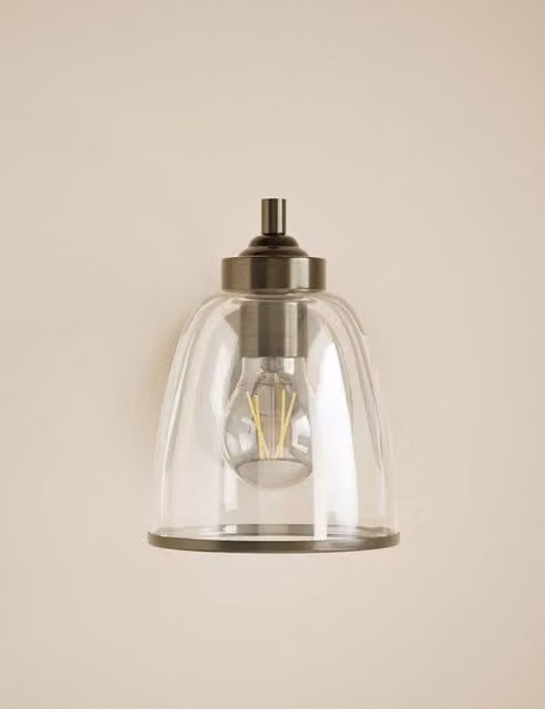 M&S Core Round Glass Wall Light in Antique Brass