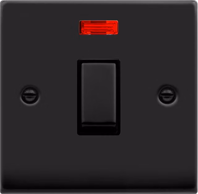 SE HOME Black Surface Mount 1 Gang 20A DP Switch with Neon Plate