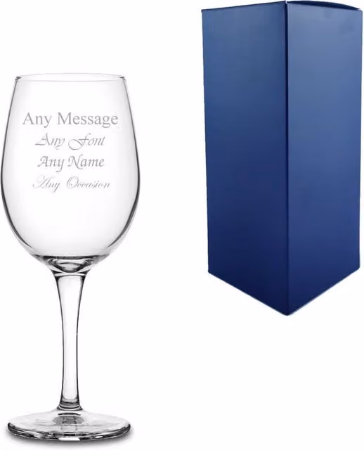 Uniqueful Personalised Engraved Moda Wine Glass in Clear, 440 ml