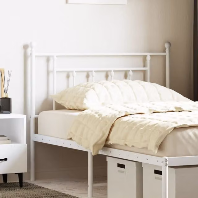 Berkfield Home Classic Metal Headboard in White, Width: 107 cm