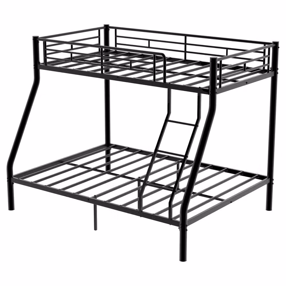 STILVORA Double Sleeper Bunk Bed with 3ft Single Top and 4ft6 Double Bottom, Black Metal – 4