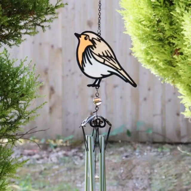 Betley Butterfly Orange Stained Glass Effect Bird Wind Chime and Crystal Sun Catcher