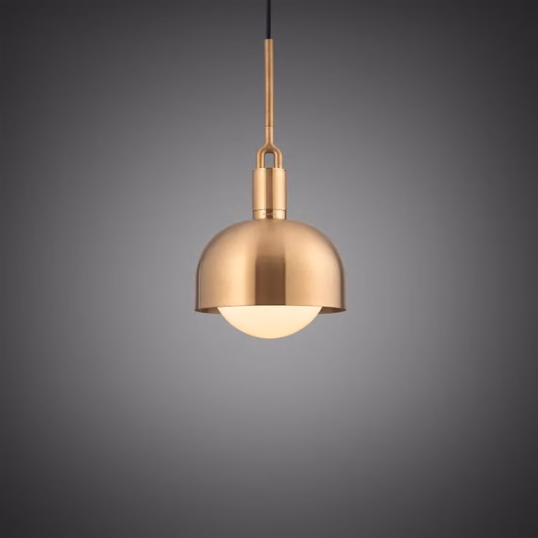 Buster + Punch Forked Pendant Light with Opal Glass Globe in Black and Gold/Brass