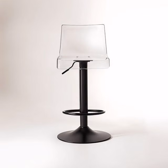 Orsina Modern Transparent Acrylic and Black Metal Bar Stool for Kitchen and Dining Rooms – 1