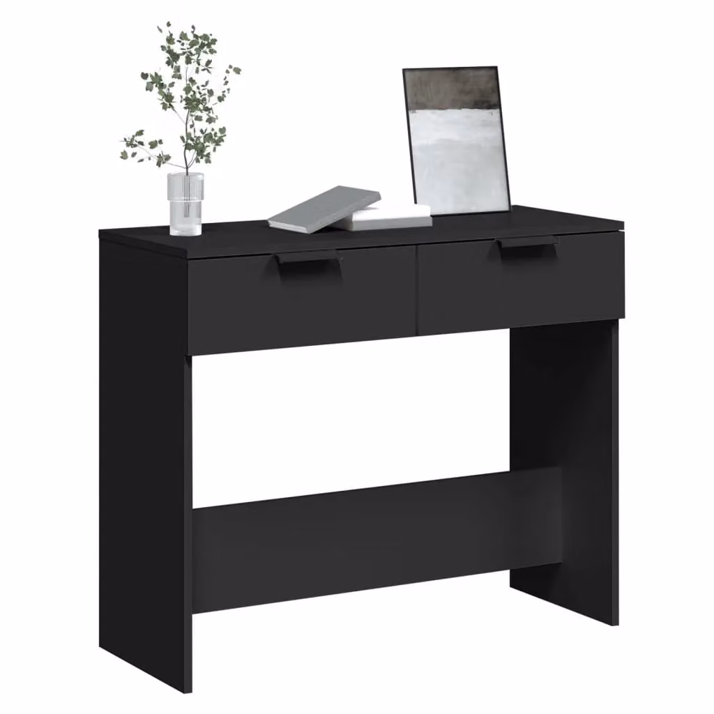 Berkfield Home Modern Black Console Table in Engineered Wood, W/D/H: 90 x 36 x 75 cm – 3