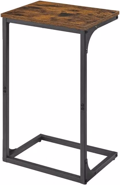 Kelvenix C-Shaped Industrial Side Table in Brown and Black – 1