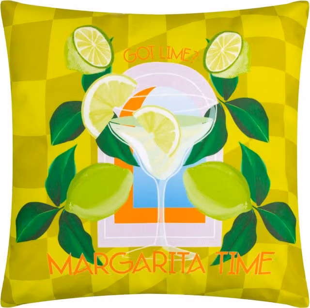 Terrys Margarita Abstract Outdoor Filled Square Cushion, Green and Orange, W/D/H: 43 x 43 x 43 cm