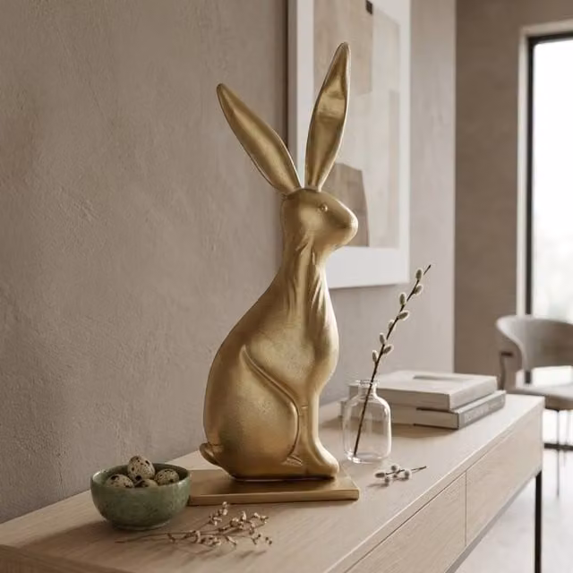 Garden Greatness Aureate Bunny Rabbit Ornament in Gold Metal