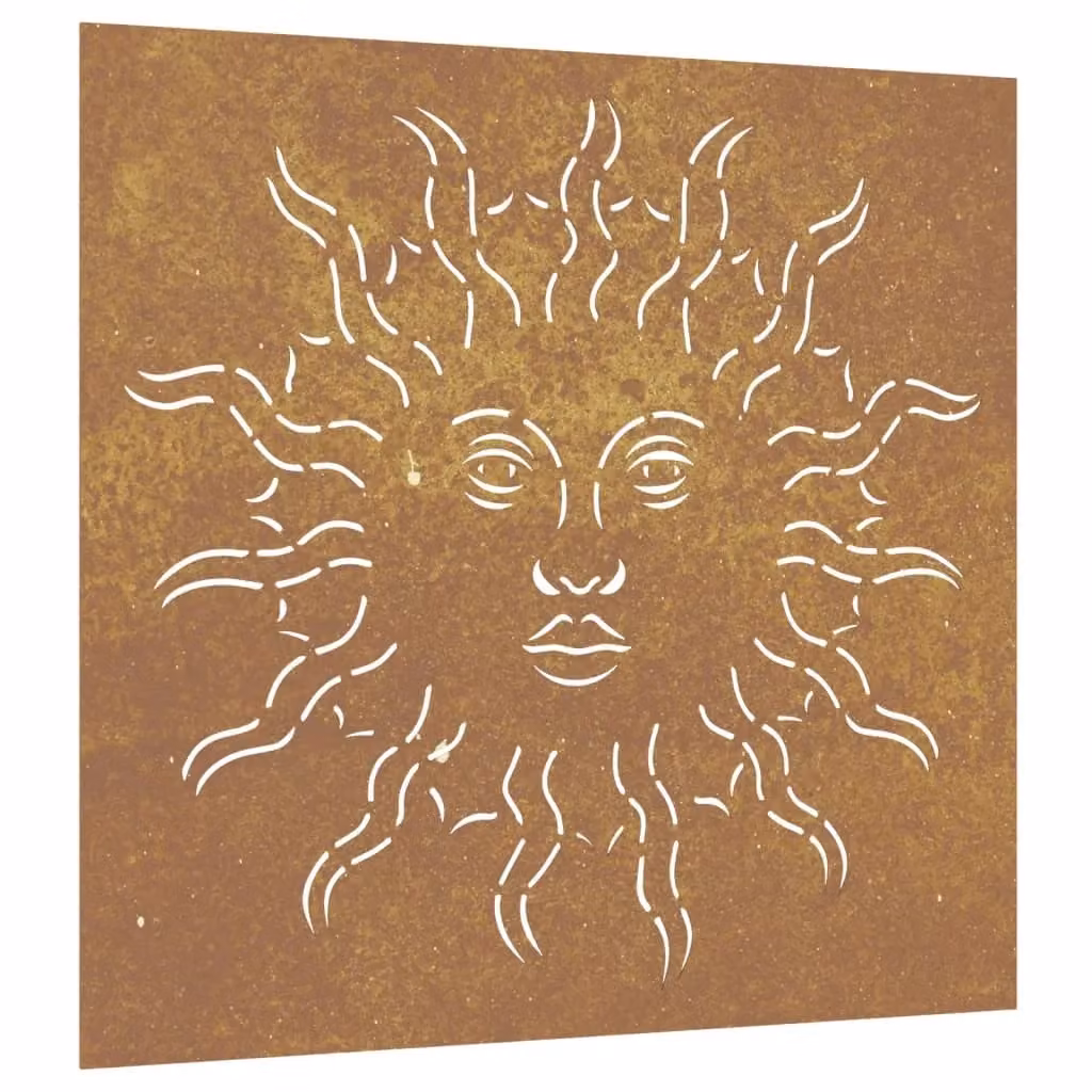 Berkfield Home Brown Corten Steel Sun Design Wall Decoration, W/H: 55 x 55 cm – 2