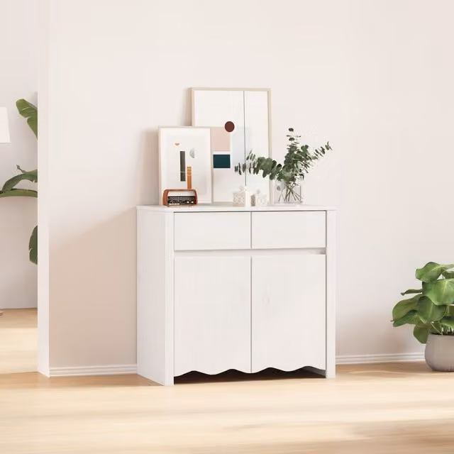 Berkfield Home DRAMMEN Sideboard in White Solid Wood Pine, W/D/H: 79 x 43 x 75.5 cm – 1