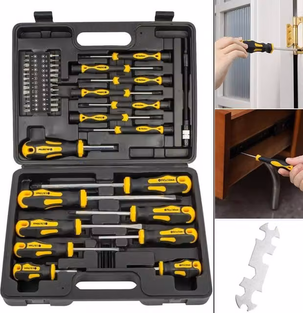 Hinsinc 42-Piece Premium Magnetic Manual Screwdriver Set in Black and Multicolour – 1