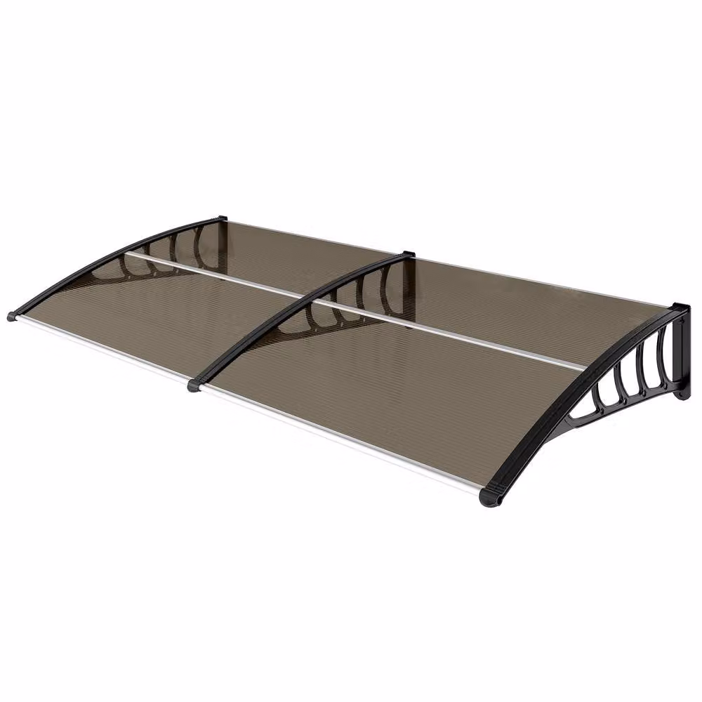 Outsunny Wall-Mounted Front Door Canopy Awning, Brown, W: 200 cm, D: 96 cm – 2