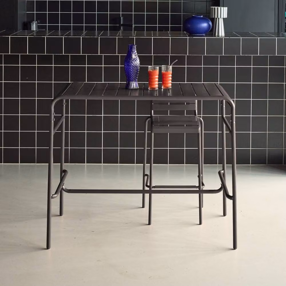 sweeek 4-seater Metal Garden Bar Table in Matt Dark Grey, W/D/H: 105 x 70 x 95 cm – 2