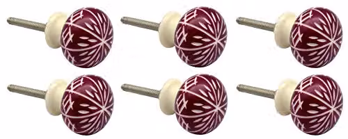 Nicola Spring Polished Resin Cabinet Knobs, Pack of 6, Purple and Red