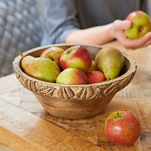Paper High Natural Mango Wood Serving Bowl in Brown