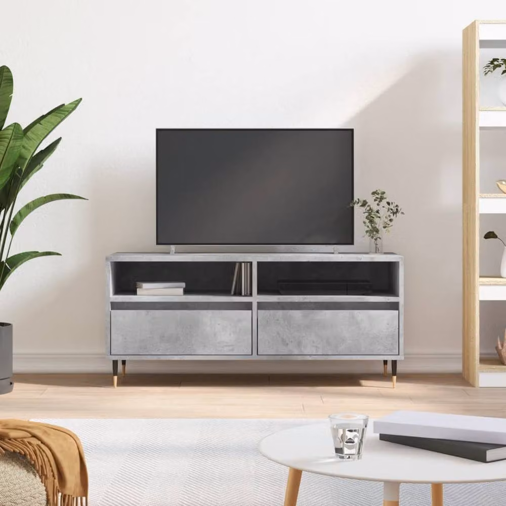 Berkfield Home Industrial TV Cabinet in Concrete Grey, W/D/H: 100 x 34.5 x 44.5 cm – 2