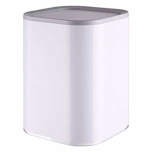 Orsina White and Grey Acrylic Waste Bin with Flip Lid, W/D/H: 19 x 19 x 25 cm – 1