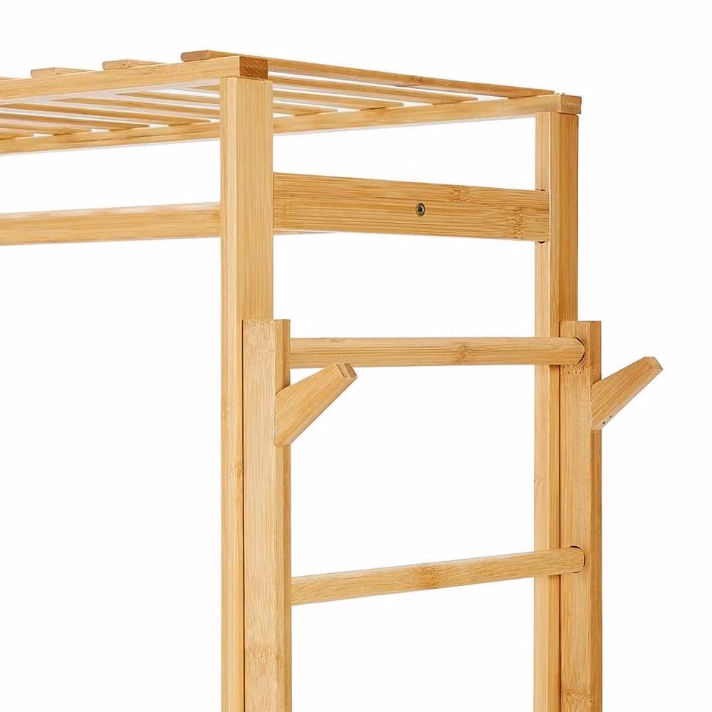 KORVIXA Rustic Wooden Clothes Rail Rack in Brown, Width: 50 cm – 2