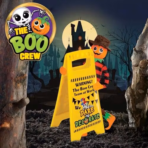 VFM e-Store The Boo Crew Halloween Warning Sign Decoration in Yellow – 3