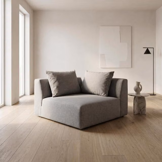 Abakus Direct Tokyo Corner Seat in Grey Brushed Tweed Fabric with Deep Seat – 1