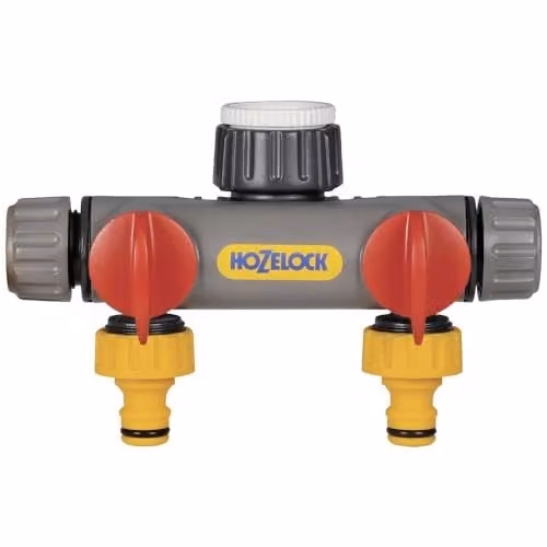 Hozelock 2-Way Multi-Tap Connector with Independent Flow Control Valves