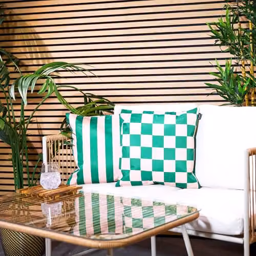 icon Checkerboard Waterproof Indoor and Outdoor Cushions, Green, 4 Pack, W/D/H: 43 x 43 x 43 cm – 2