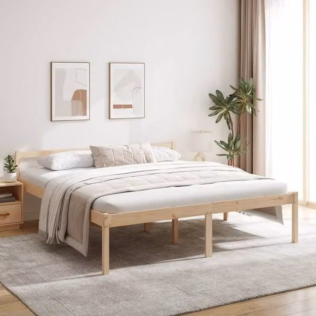 Berkfield Home Modern Solid Wood Pine Bed Frame, Brown, 200 x 200 cm