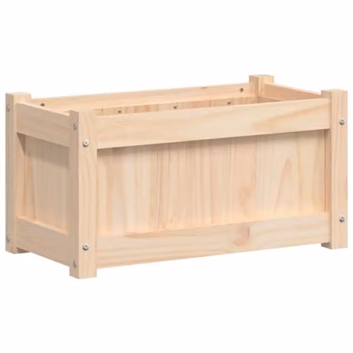 vidaXL Natural Pine Wood Garden Planter Tub, Brown, W: 60 cm, D: 31 cm, H: 31 cm – 1