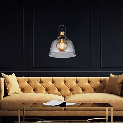 Globo Lighting Brass and Glass Suspended Pendant Light for Dining Rooms, Height: 120 cm – 2