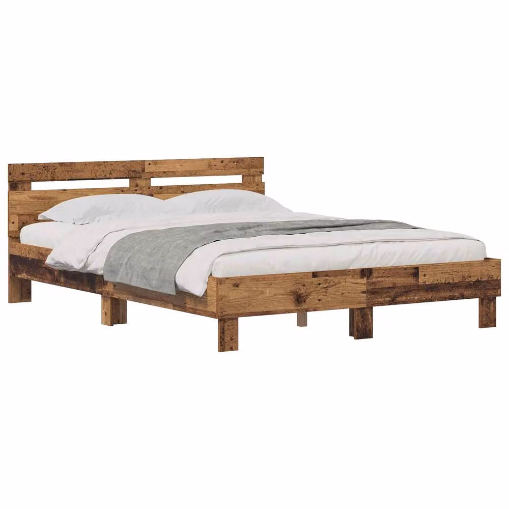 Berkfield Home Old Wood Bed Frame in Brown, W/D/H: 120 x 200 cm – 2